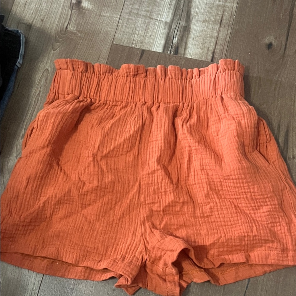 High Waist Orange Women's Shorts